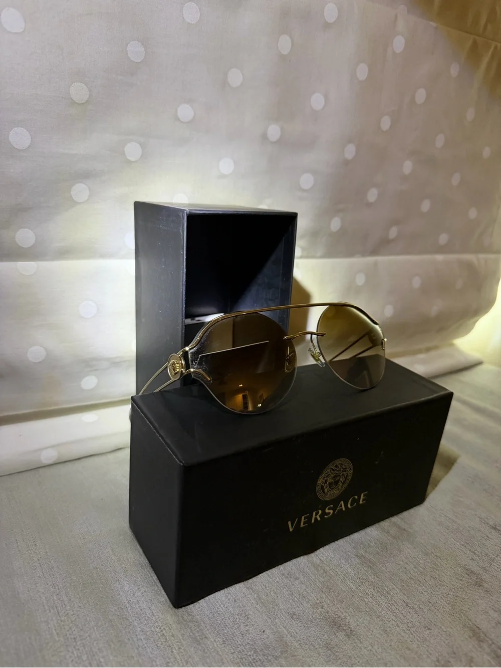Versace Women’s Gold and Brown Gradient Aviator Sunglasses